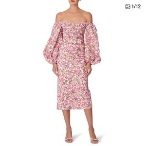 Carolina Herrera Pink Floral Midi Dress